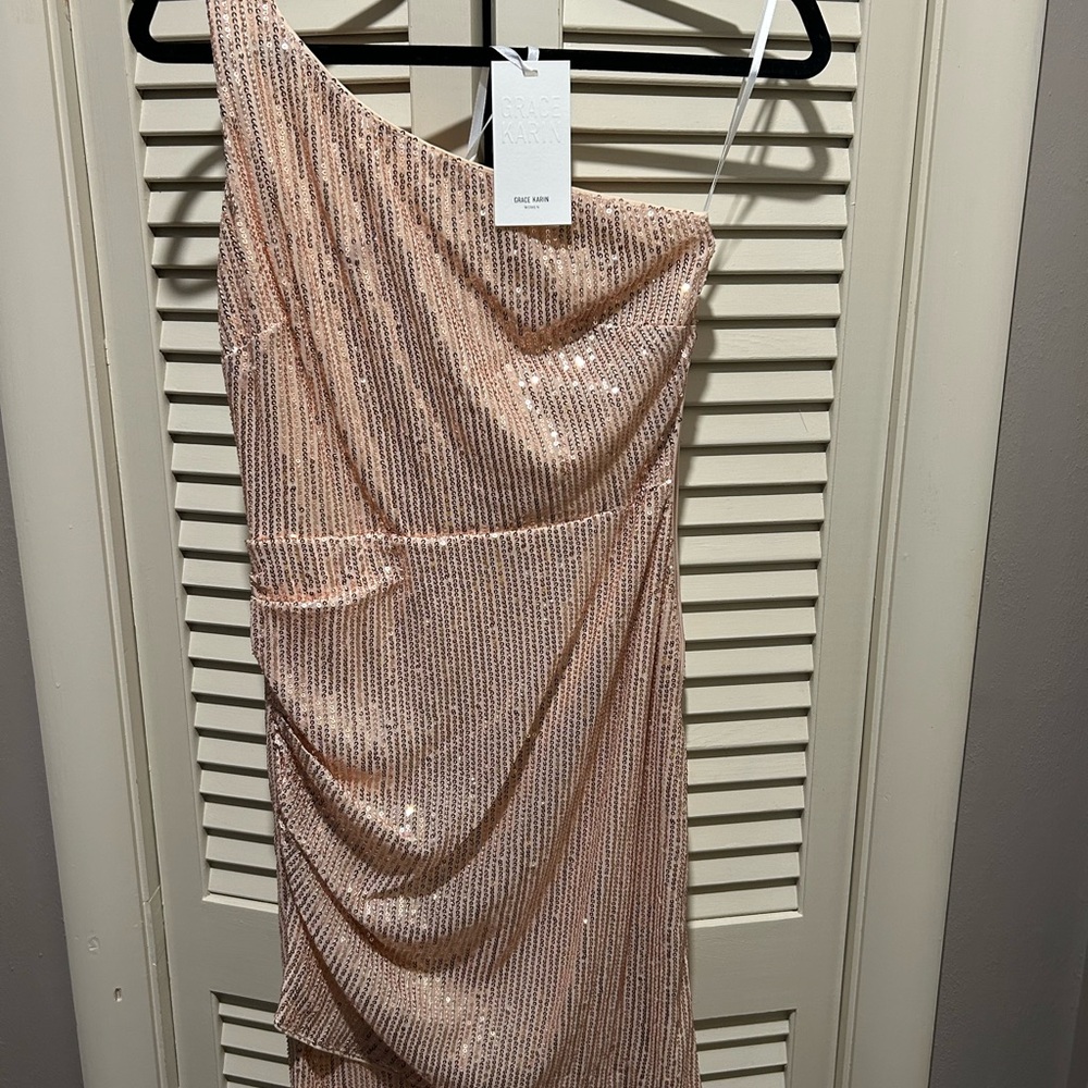 NWT GRACE KARIN Womens Sequin One Shoulder Dress